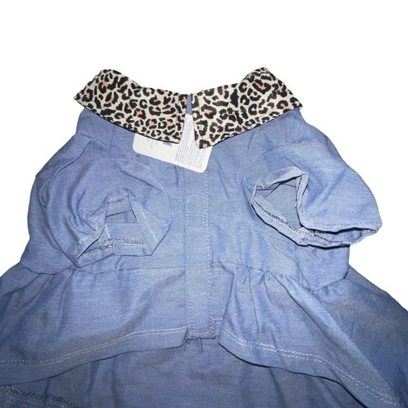NWT Top Paw Denim With Cheetah Blue Heart Dress Shirt Dog L - Picture 5 of 6